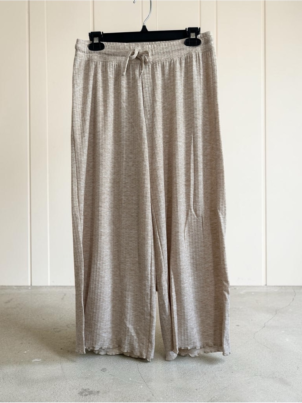 Wide Leg Drawstring Lounge Pants in Heathered Taupe